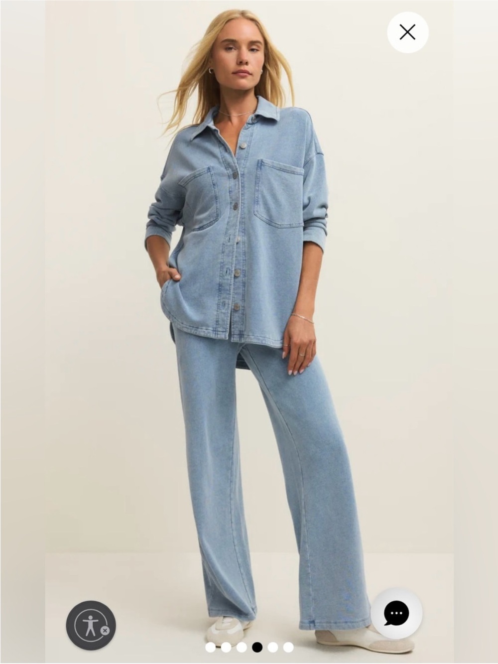 $226 NWT 2pc Z Supply All Day Knit Denim Jacket & Hunter knit denim pants Sz Lg